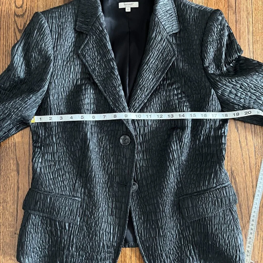 Santorelli Gianna Blazer Black Office Corporate Chic Quiet Luxury Italy Sz 10
